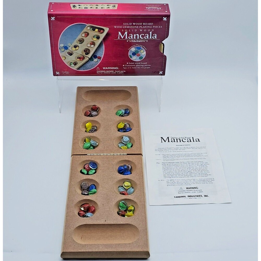 VTG Cardinal Solid Wood Board Mancala with 48 Gemstone Playing Pieces 18002 2000